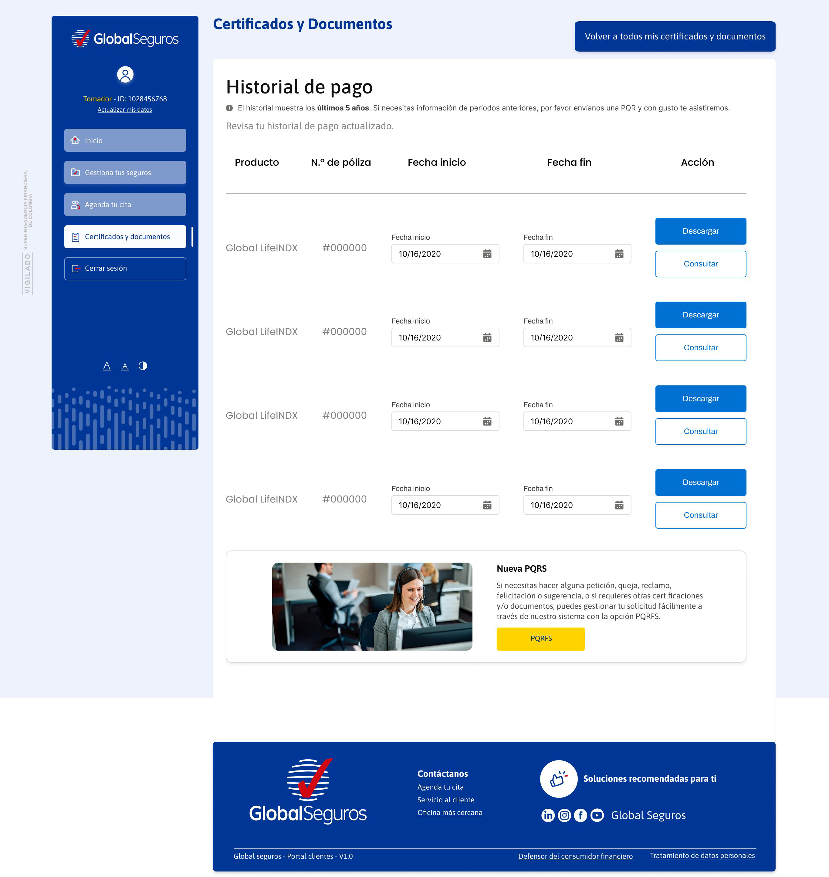 Pantalla de Historial de Pagos